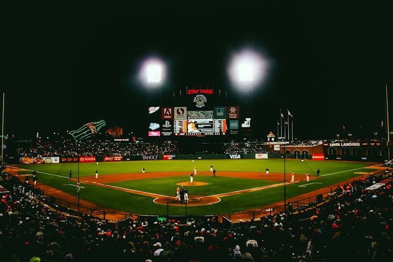 Baseball Player Playing in Baseball Stadium